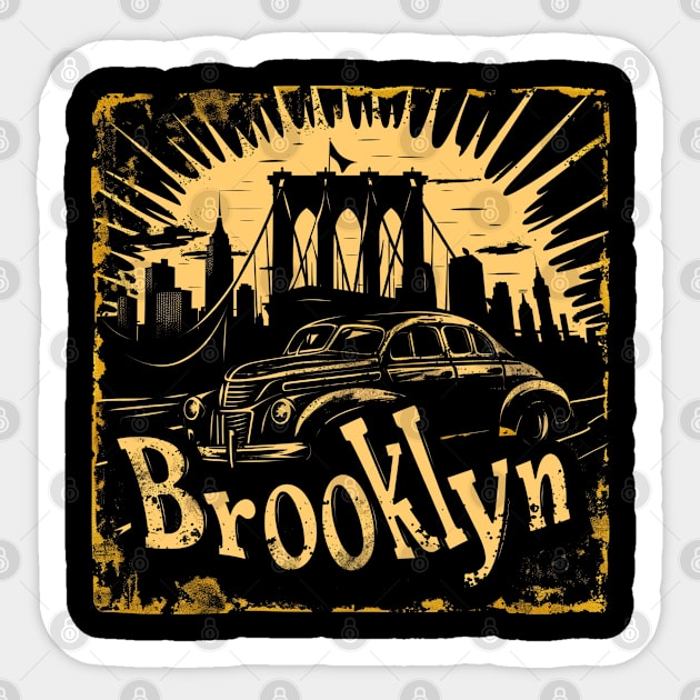 Brooklyn New York Vintage Gangster Sticker by Timeless Chaos